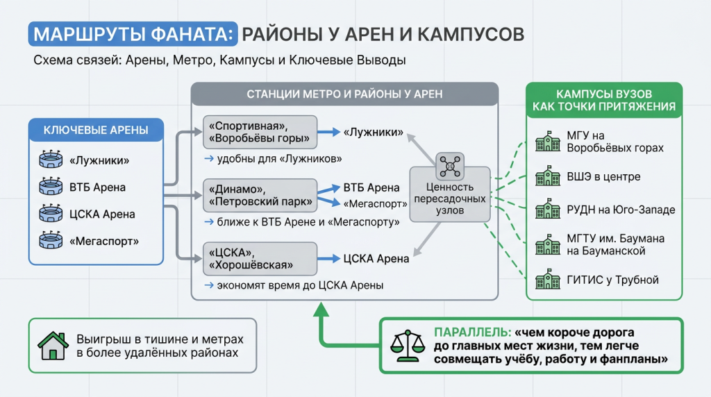 Маршруты фаната: районы у арен и кампусов